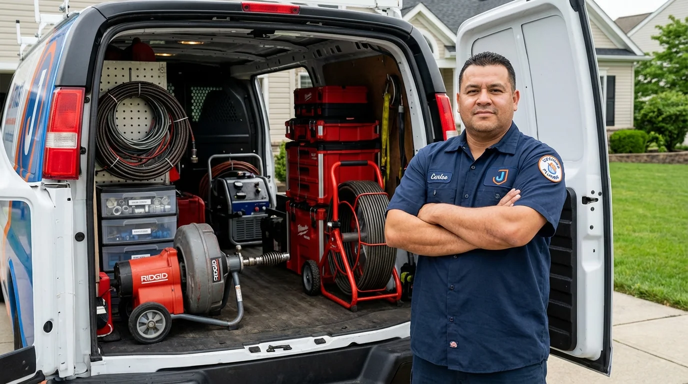 Professional drain cleaning equipment and Johns Plumbing LLC plumber in Oak Ridge