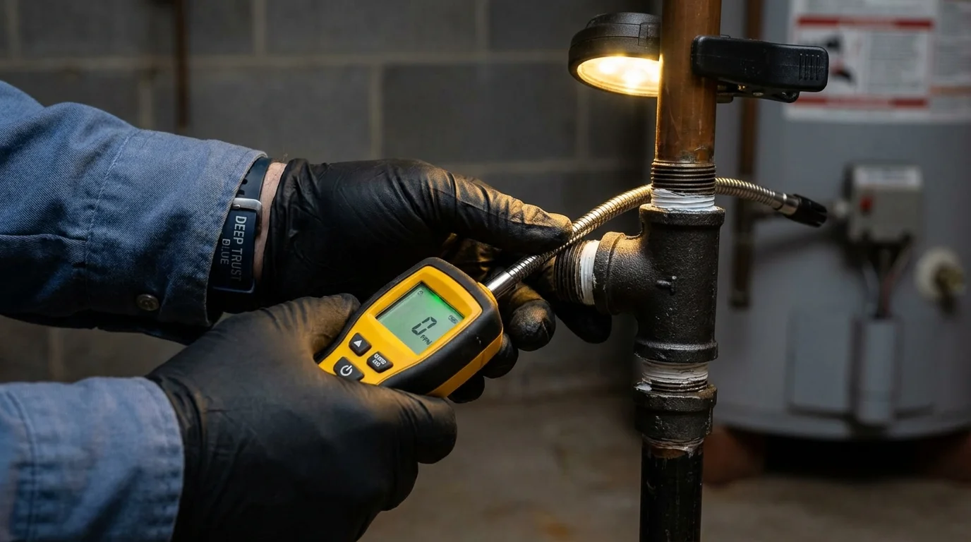 Gas leak detection with electronic sniffer by Johns Plumbing LLC in Oak Ridge
