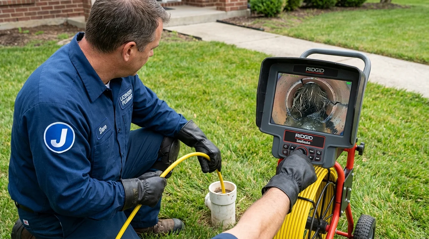 Sewer camera inspection being performed by Johns Plumbing LLC in Oak Ridge