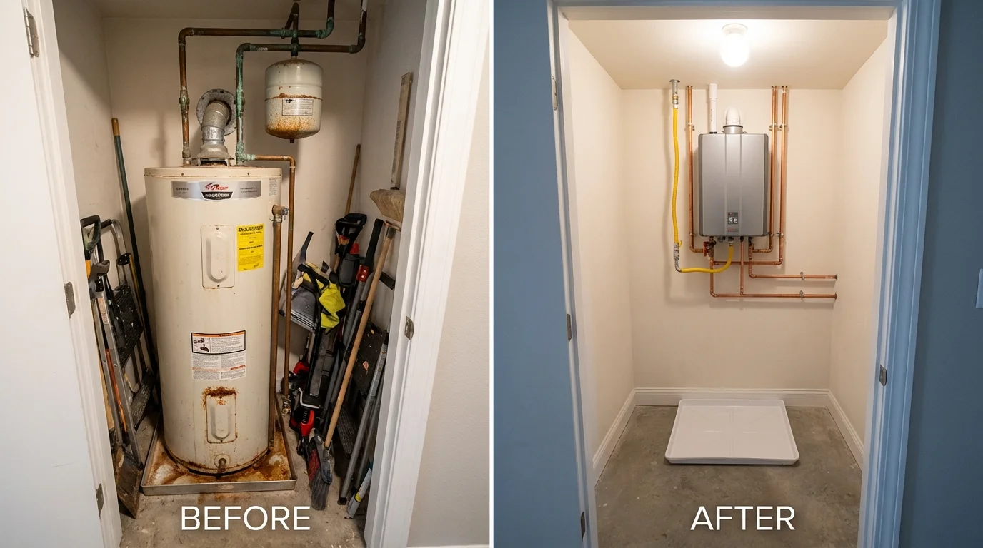 Tank water heater versus wall-mounted tankless unit comparison for Oak Ridge, NC homeowners